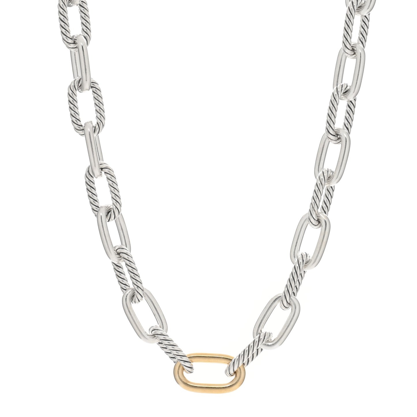 Sterling Silver 18K Yellow Gold 11mm Madison Chain Necklace