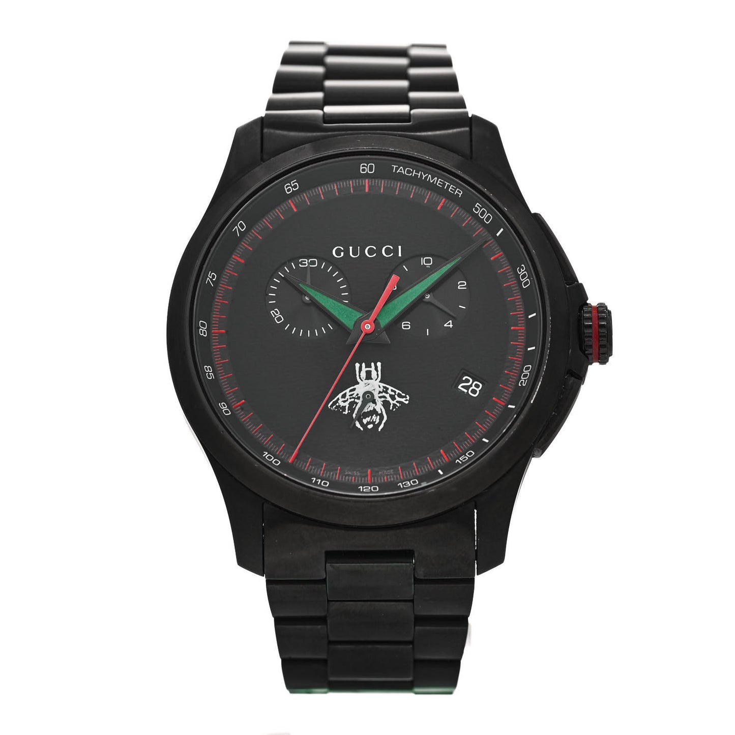 PVD Stainless Steel 44mm G-Timeless Chronograph Bee Quartz Watch Black