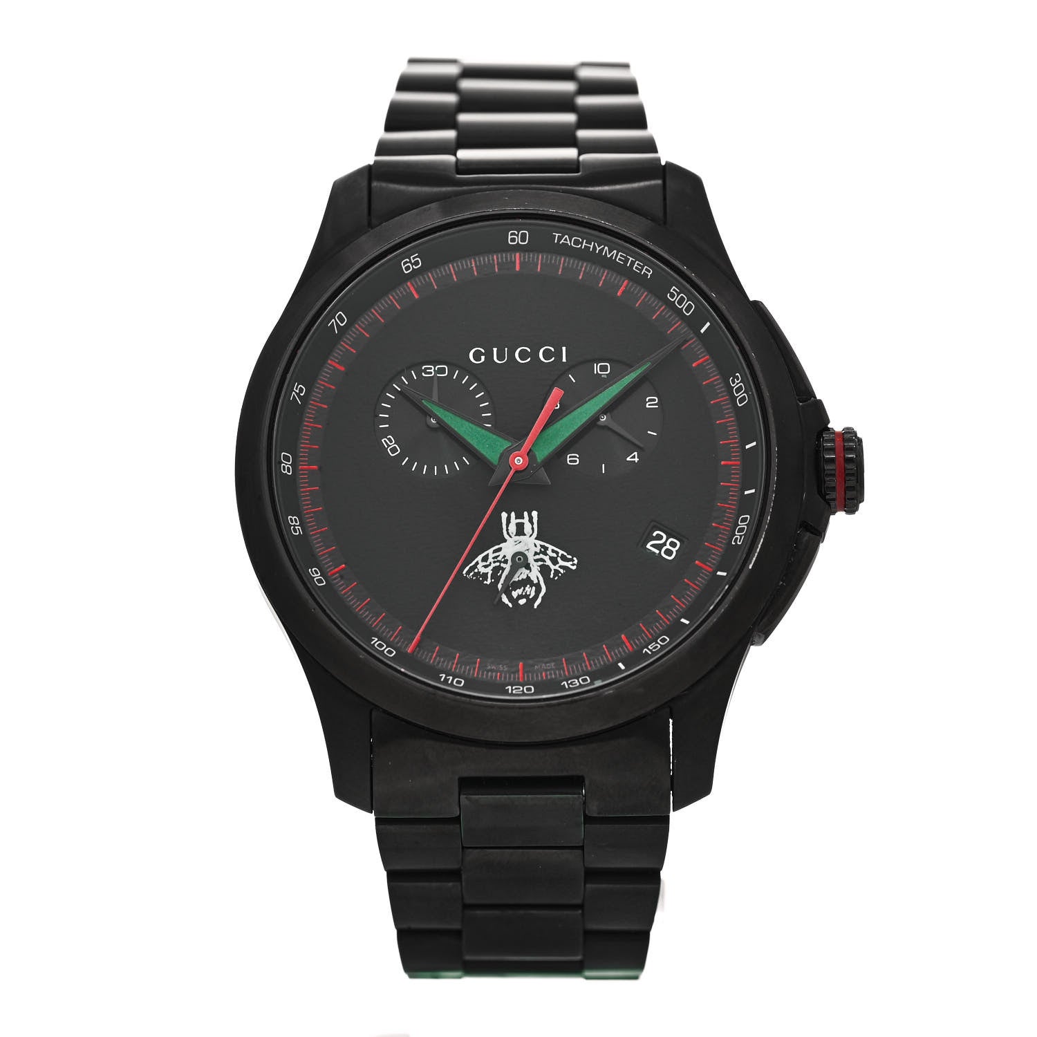 Gucci PVD Stainless Steel 44mm G-Timeless Chronograph Bee Quartz Watch Black 1 of 5