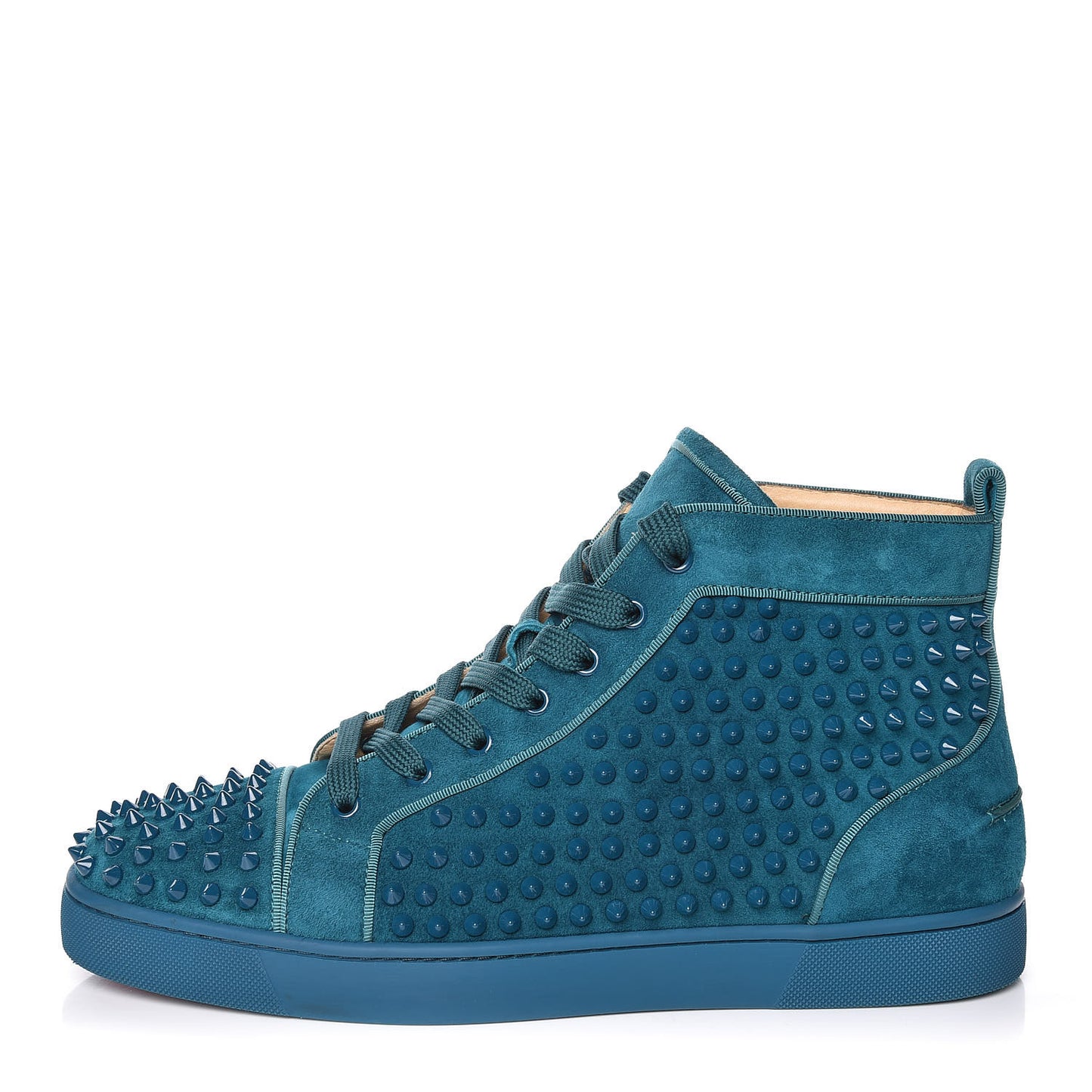 CHRISTIAN LOUBOUTIN Veau Velours Mens Louis Orlato Flat Spikes Sneakers 43.5 Amazonia