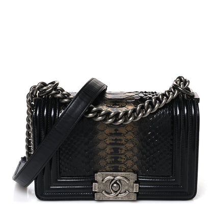 Chanel Patent Calfskin Snakeskin Small Boy Flap Black Silver 1 of 10