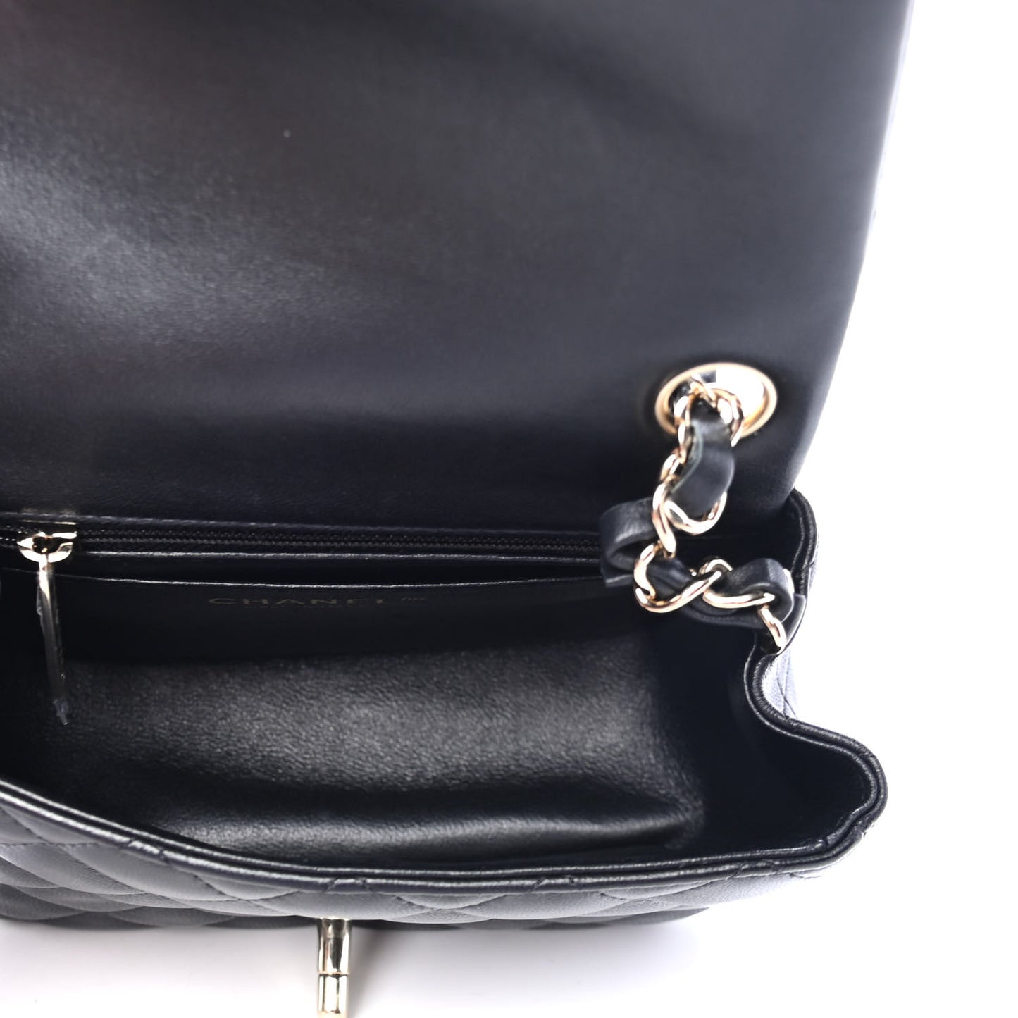 Lambskin Quilted Mini Square Flap Black