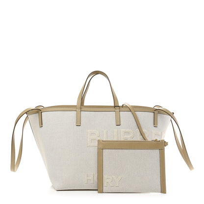 Burberry Cotton Canvas Mini Logo Horseferry Tote Bag Off White 1 of 11