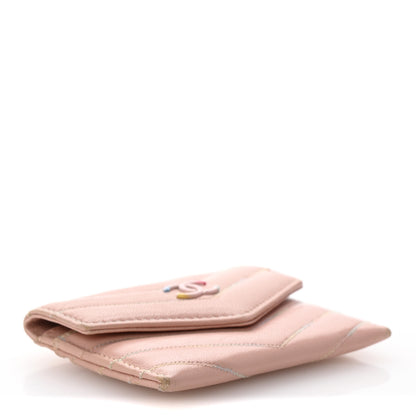 Chanel Lambskin Chevron Quilted Card Holder Light Pink 4 of 13