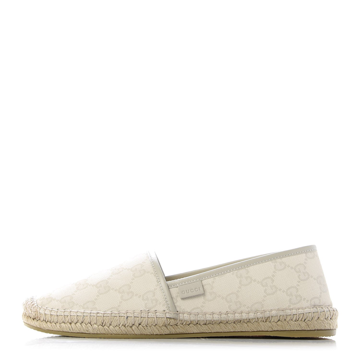 Gucci Washed Cotton Miro Soft Calfskin GG Monogram Espadrilles 38.5 White Mystic White 1 of 10