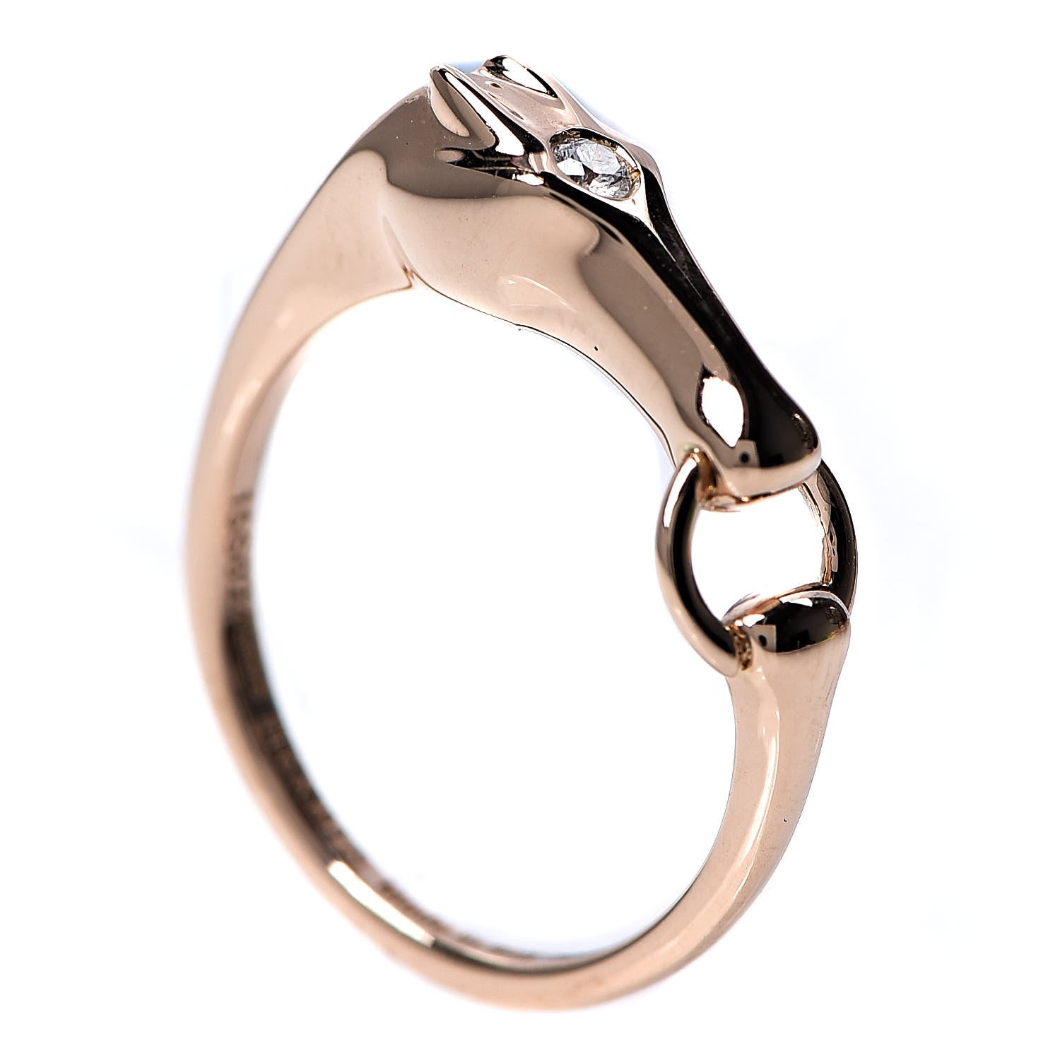 Hermes 18K Rose Gold Diamond TPM Galop Ring 47 4 1 of 8