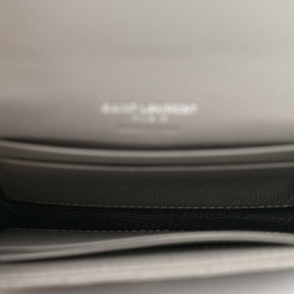 Saint Laurent Grain De Poudre Textured Mixed Matelasse Triquilt Small Monogram Envelope Wallet Stone Grey 5 of 7