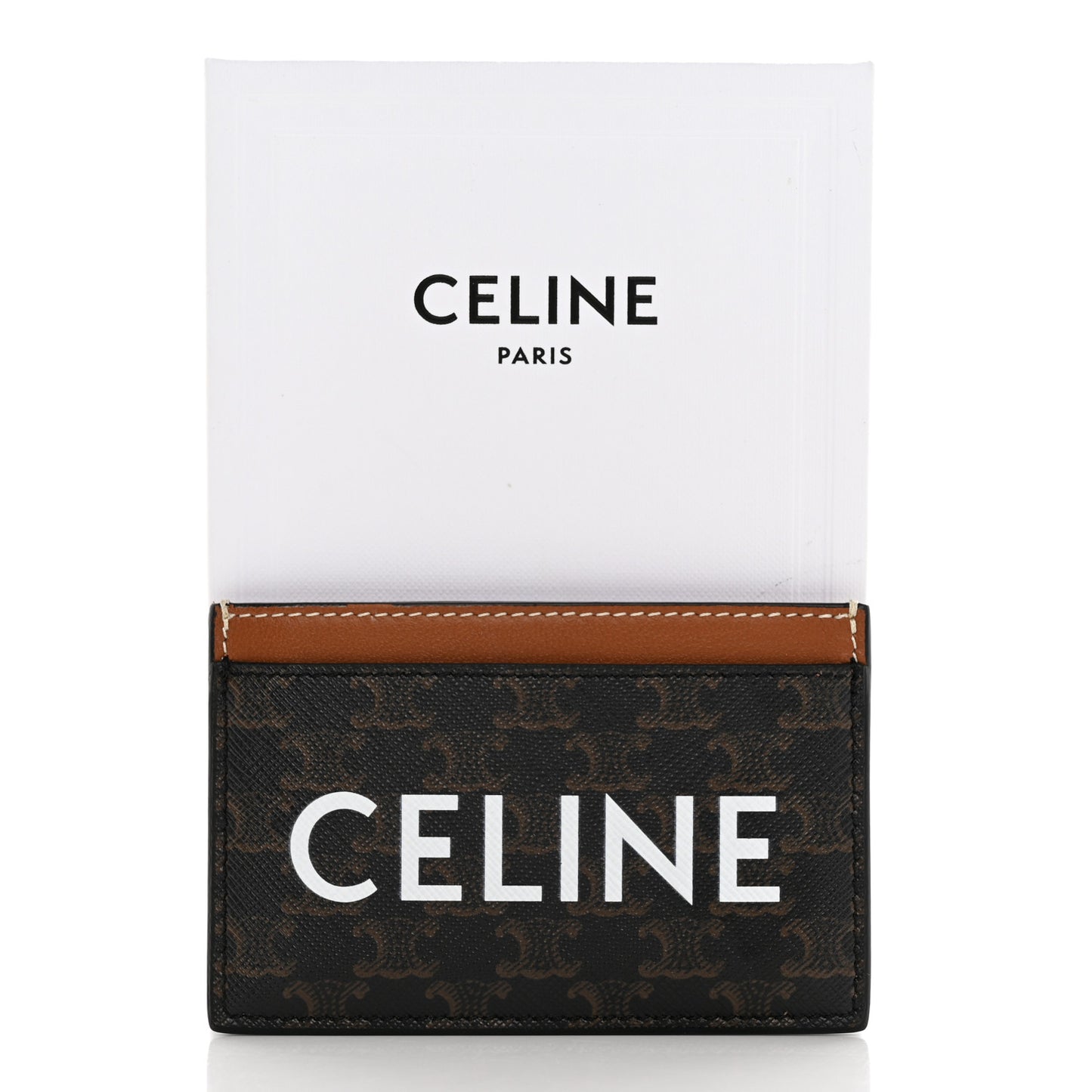 Triomphe Canvas Card Holder Tan