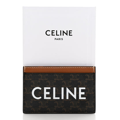 Celine Triomphe Canvas Card Holder Tan 9 of 9