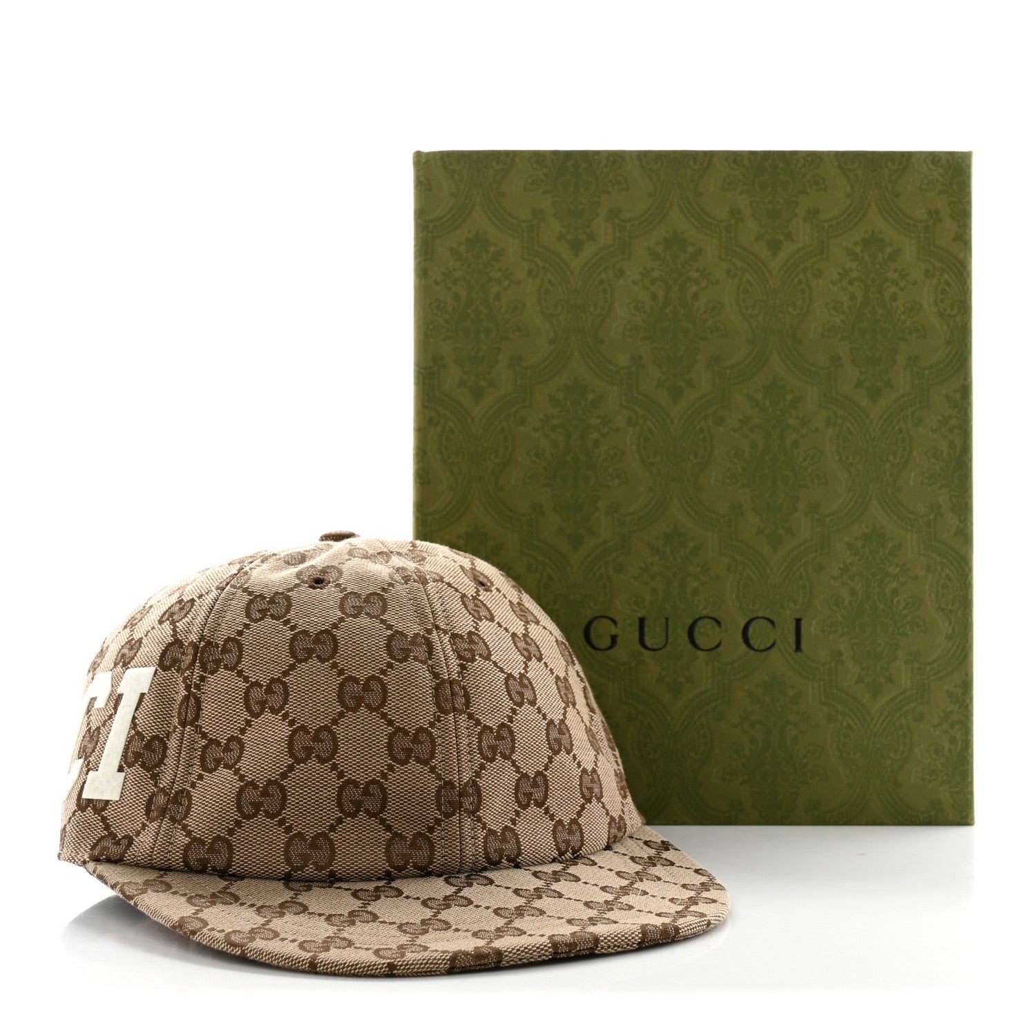Gucci GG Monogram Patch Logo 25 Baseball Hat M Beige 1315716
