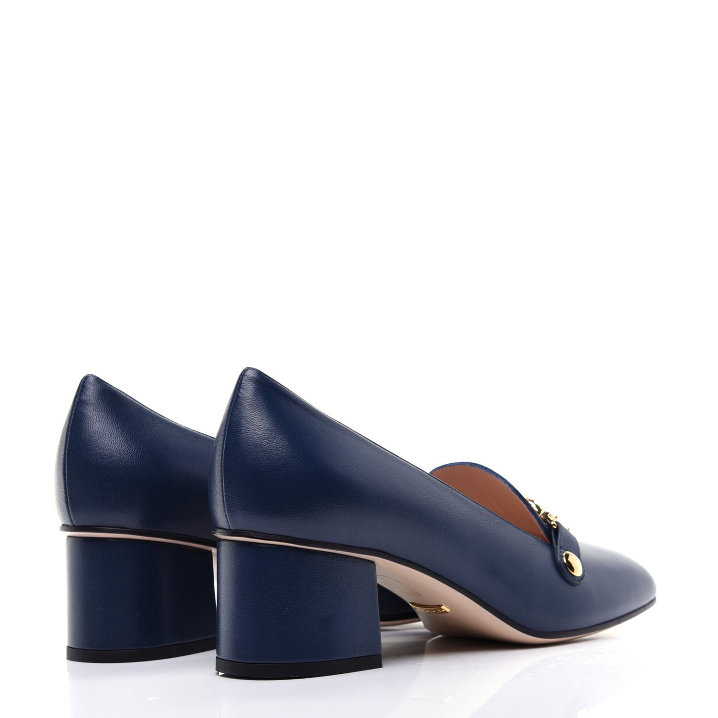 Malaga Kid Sylvie Web Chain Mid Heel Loafers 39 Blue Agata