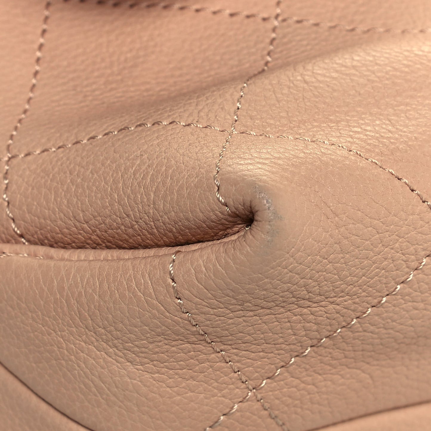 Grained Calfskin Stitched Small Braided With Style Flap Beige