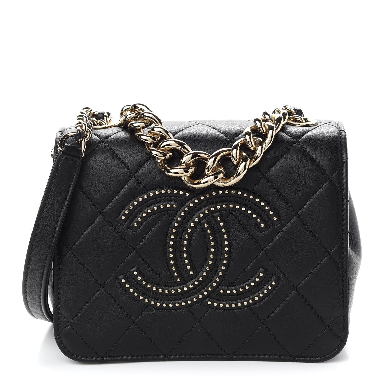 Chanel Lambskin Quilted Studded CC Flap Black 1 of 9