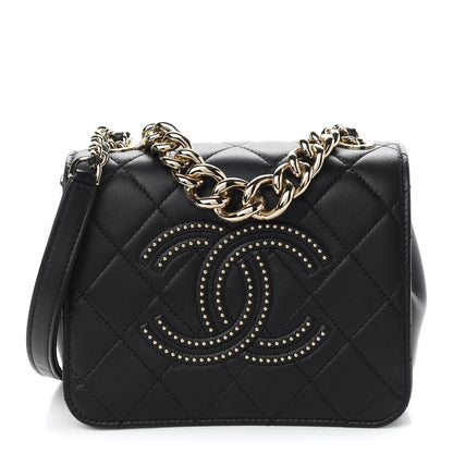 Chanel Lambskin Quilted Studded CC Flap Black 1 of 9