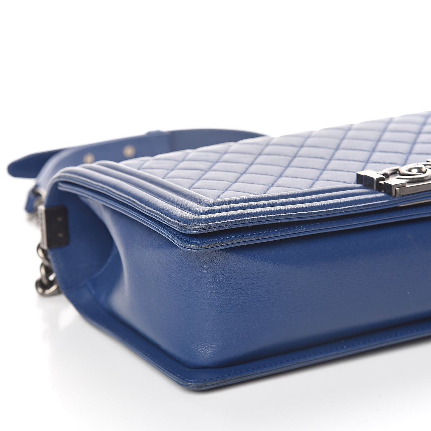 Lambskin Quilted New Medium Boy Flap Dark Navy Blue