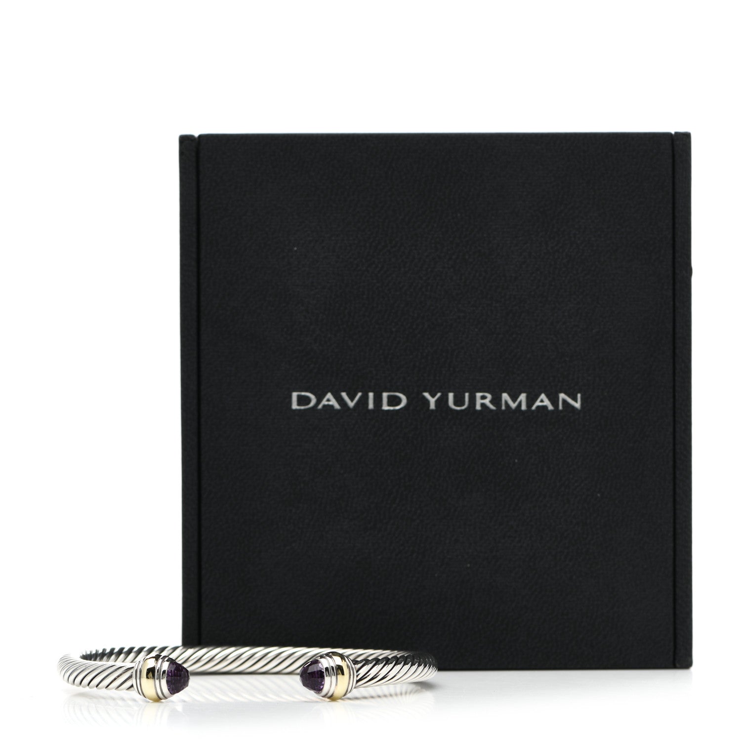 David Yurman Sterling Silver 14K Yellow Gold Amethyst 5mm Cable Classics Bracelet 5 of 5