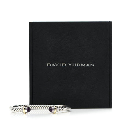 David Yurman Sterling Silver 14K Yellow Gold Amethyst 5mm Cable Classics Bracelet 5 of 5