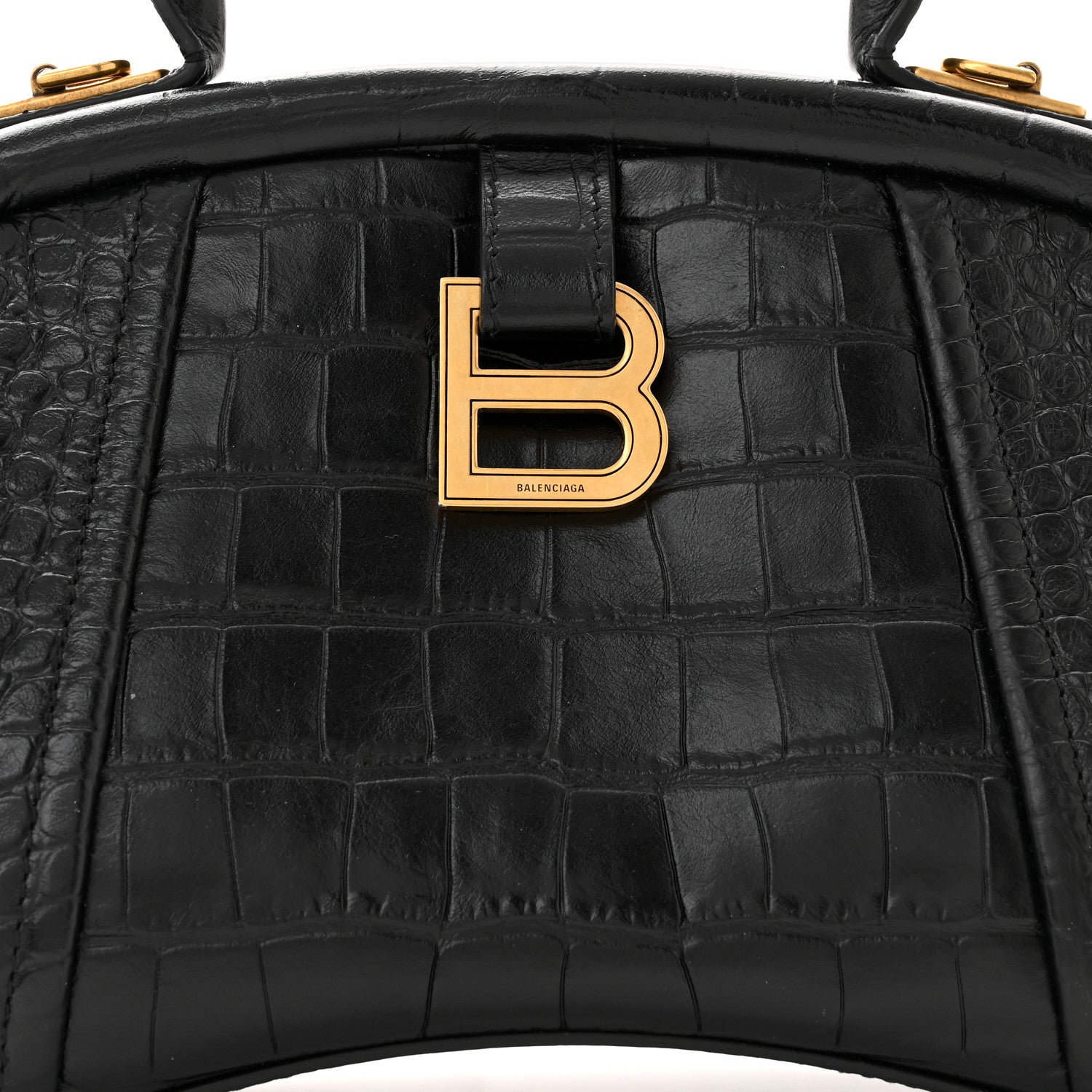 Balenciaga Extra Supple Calfskin Crocodile Embossed Small Editor Bag Black 7 of 9