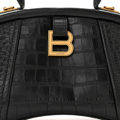 Balenciaga Extra Supple Calfskin Crocodile Embossed Small Editor Bag Black 7 of 9