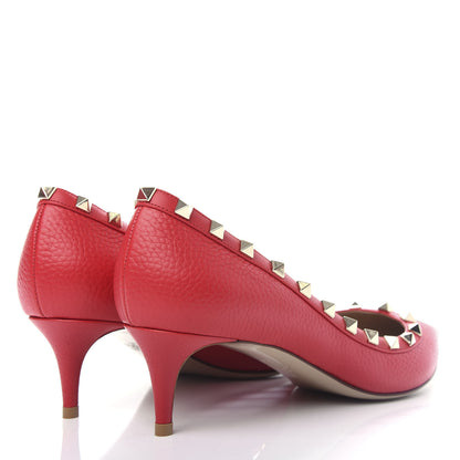 Valentino Garavani Pebbled Calfskin Rockstud 50mm Pumps 39 Rouge Pur 4 of 11