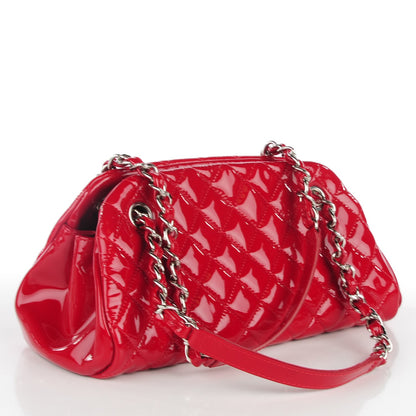 Chanel Patent Quilted Small Just Mademoiselle Bowling Bag Red 3 of 7