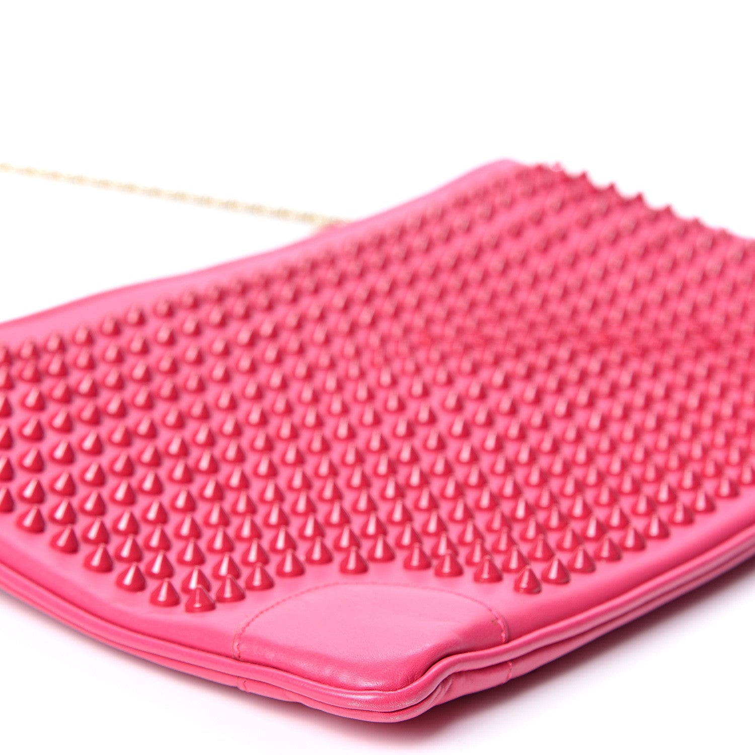 Christian Louboutin Calfskin Spikes Loubiposh Chain Clutch Fuchsia 7 of 9