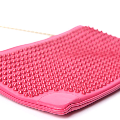 Christian Louboutin Calfskin Spikes Loubiposh Chain Clutch Fuchsia 7 of 9