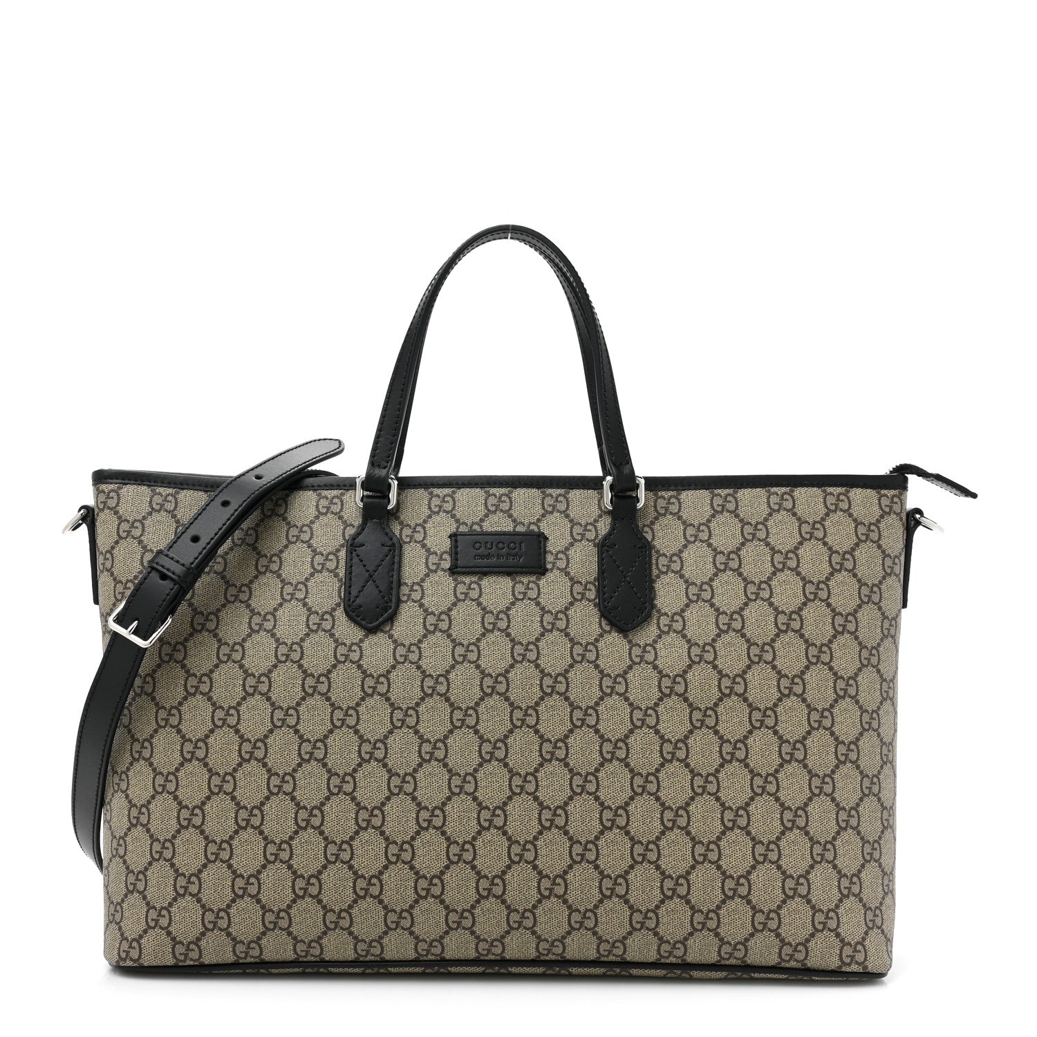 Gucci GG Supreme Monogram Medium Zippered Tote Dark Brown 1 of 9