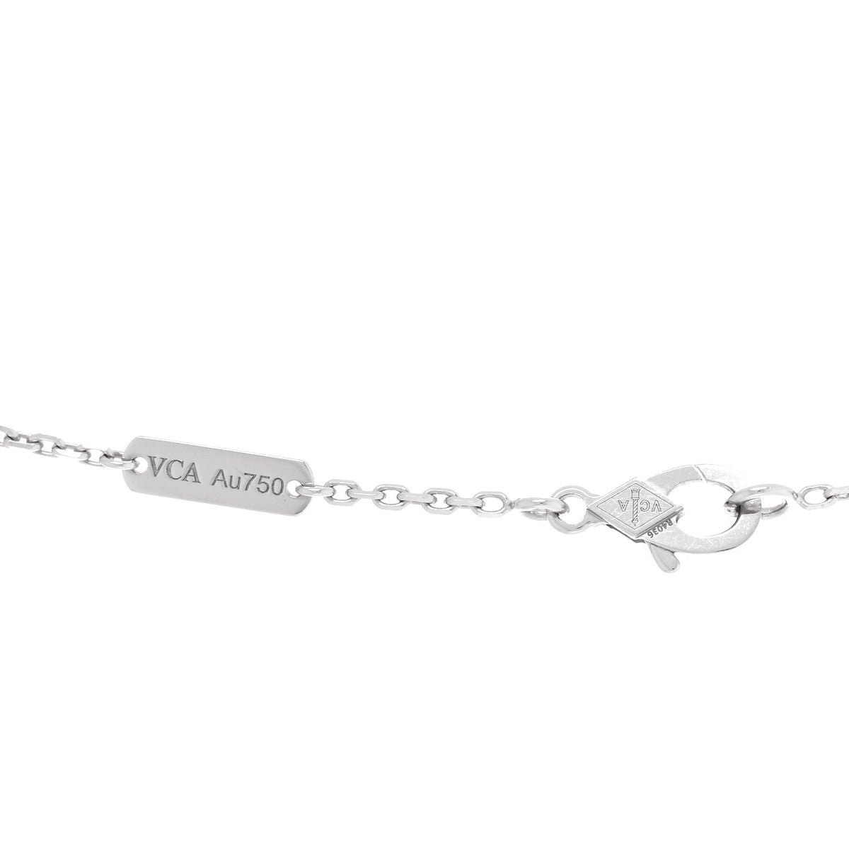18K White Gold Mother Of Pearl Vintage Alhambra Pendant Necklace