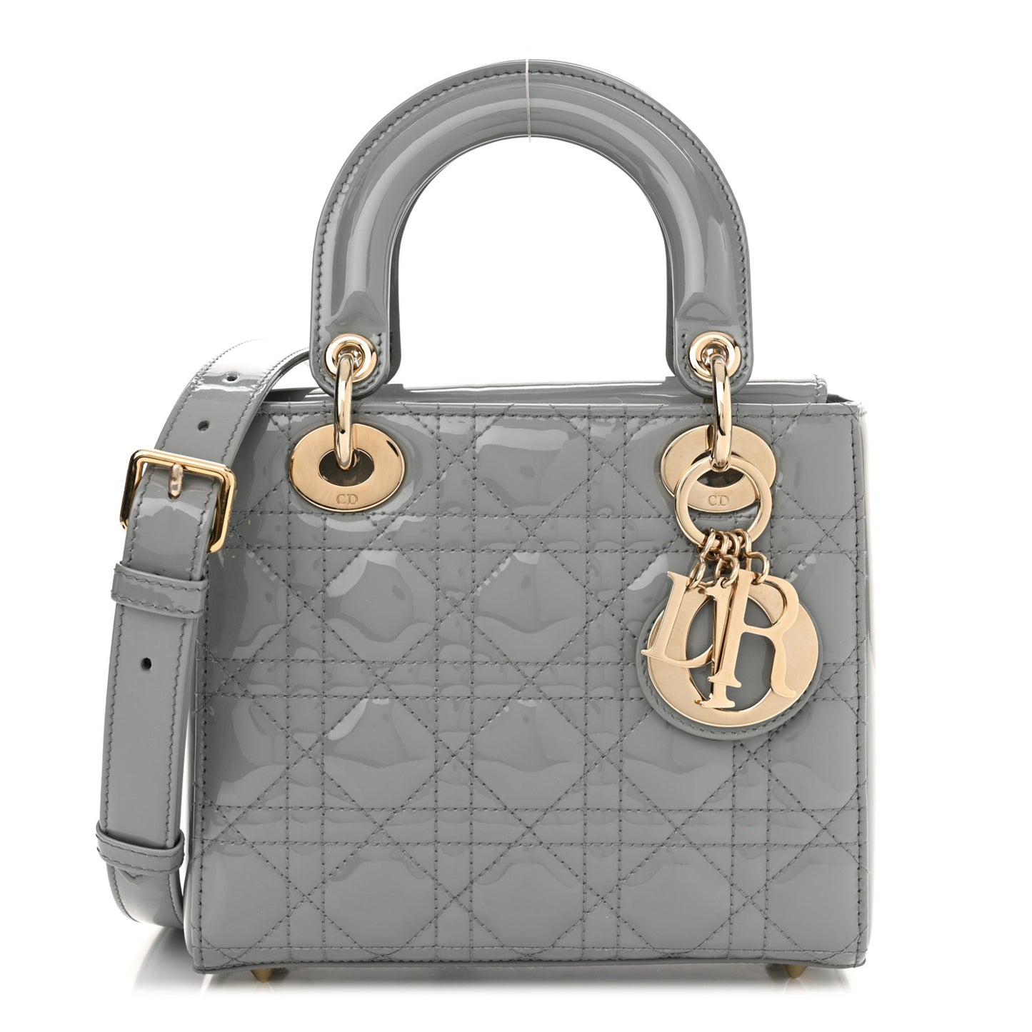 Patent Cannage Small Lady Dior Grey