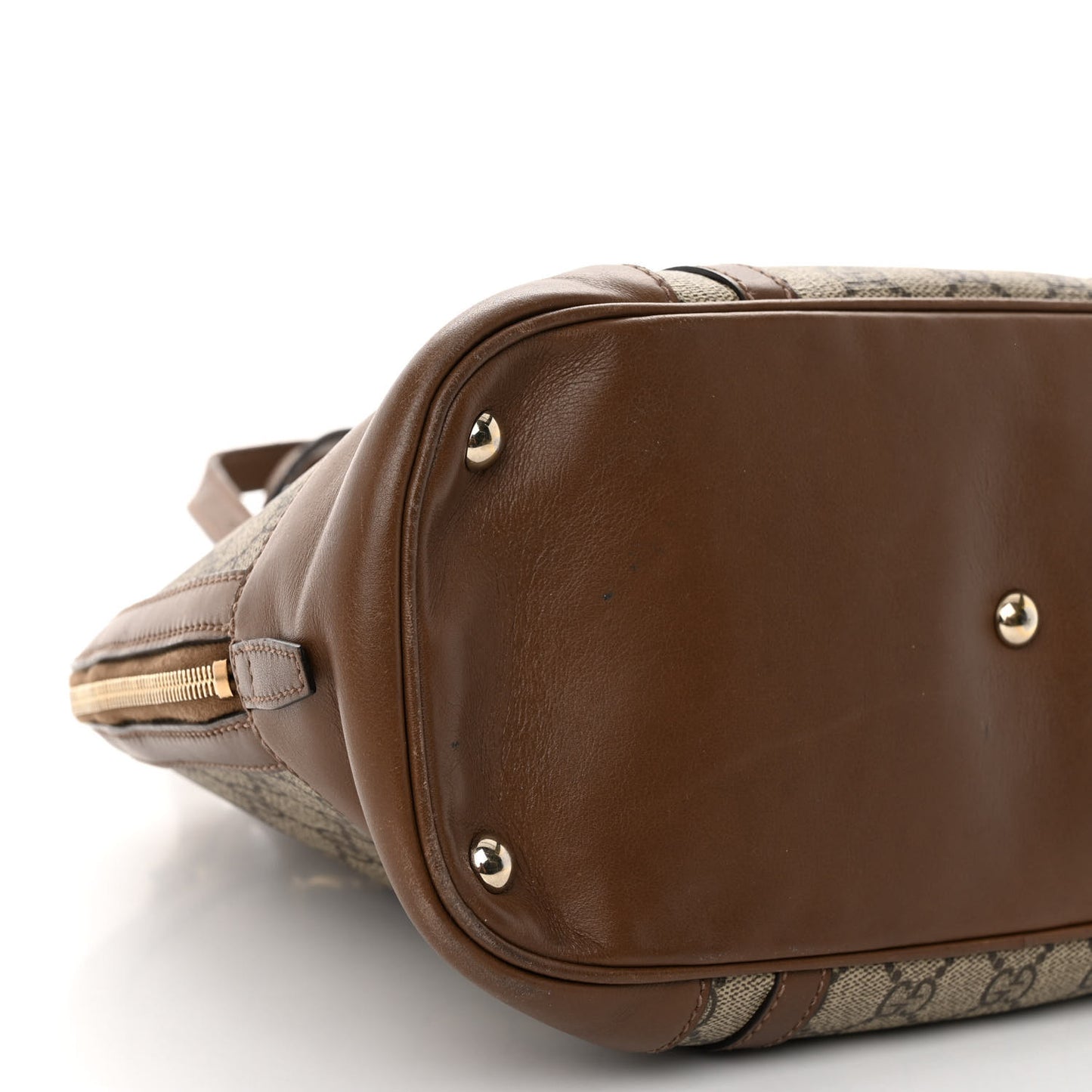 GG Supreme Monogram Margaux Calfskin Small Nice Top Handle Dome Bag Beige Ebony Acero