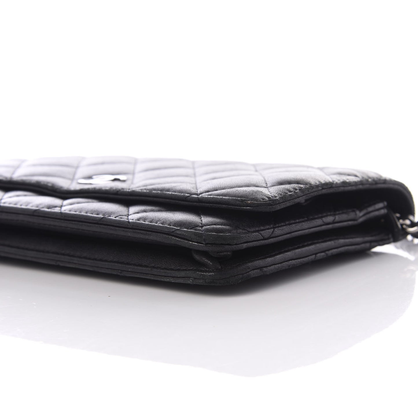 Lambskin Quilted Wallet On Chain WOC Black