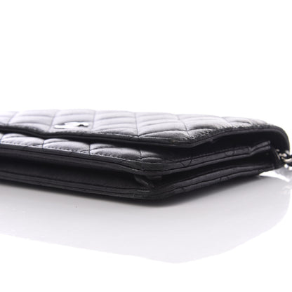 Chanel Lambskin Quilted Wallet On Chain WOC Black 9 of 11