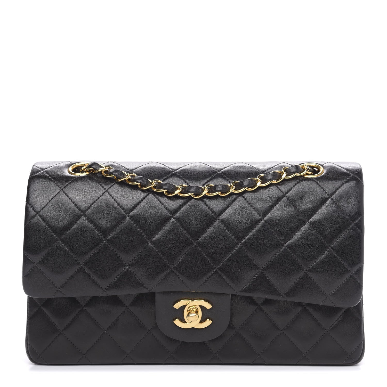 Chanel Lambskin Quilted Medium Double Flap Black 1 of 14