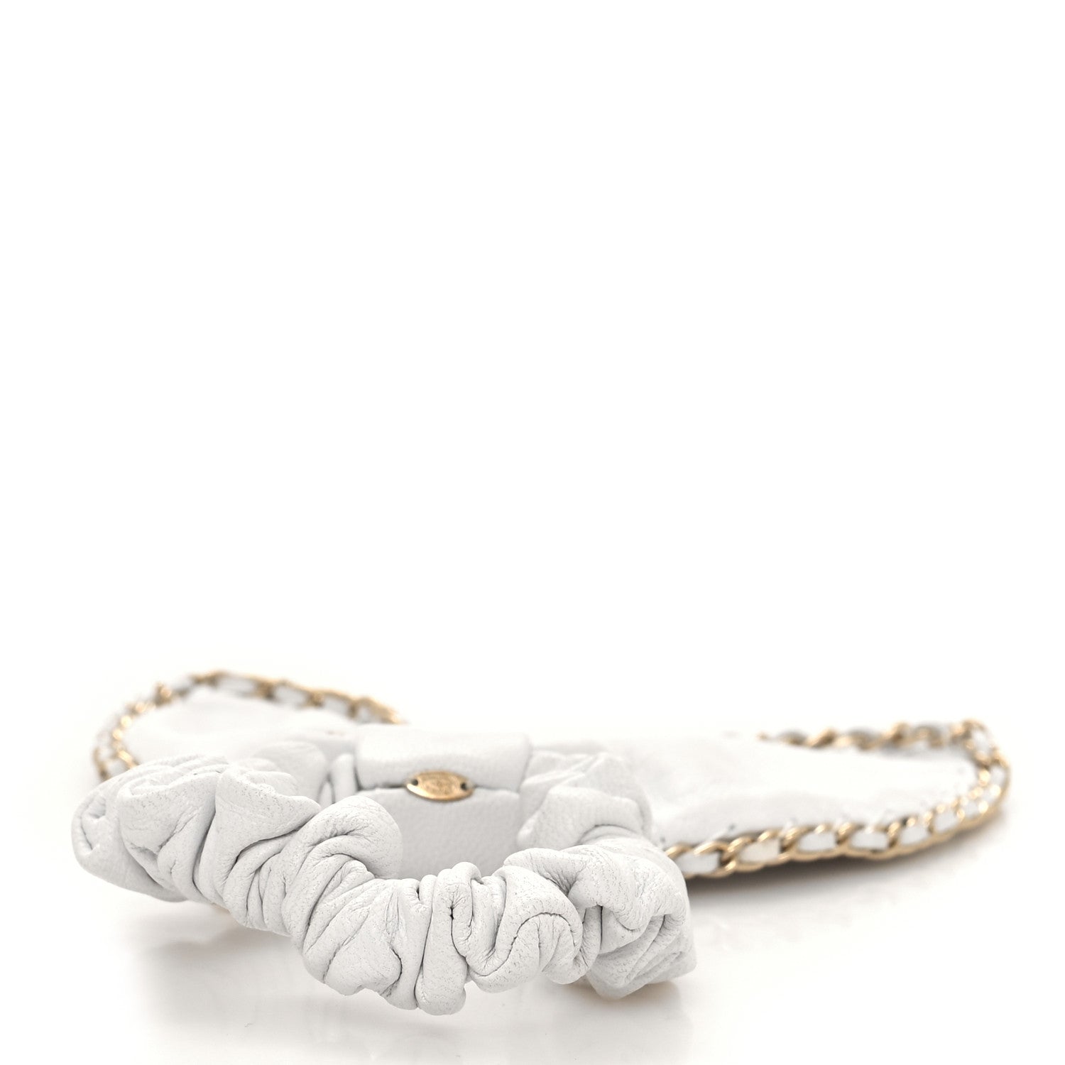 Chanel Lambskin Chain CC Hair Bow Tie White Gold 3 of 4