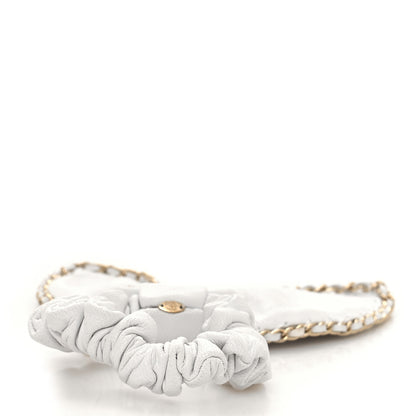 Chanel Lambskin Chain CC Hair Bow Tie White Gold 3 of 4