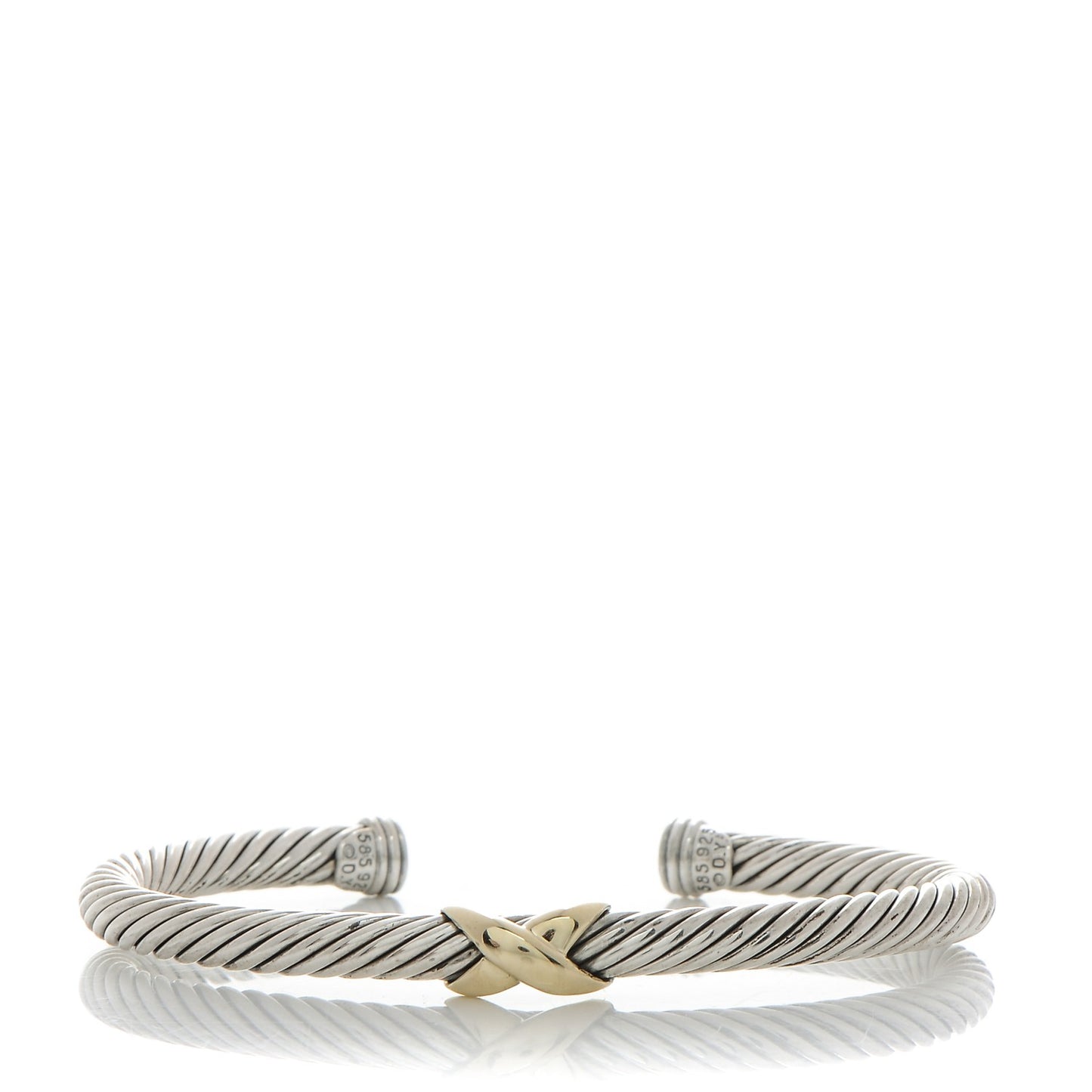 Sterling Silver 14K Yellow Gold 5mm X Station Cable Bracelet
