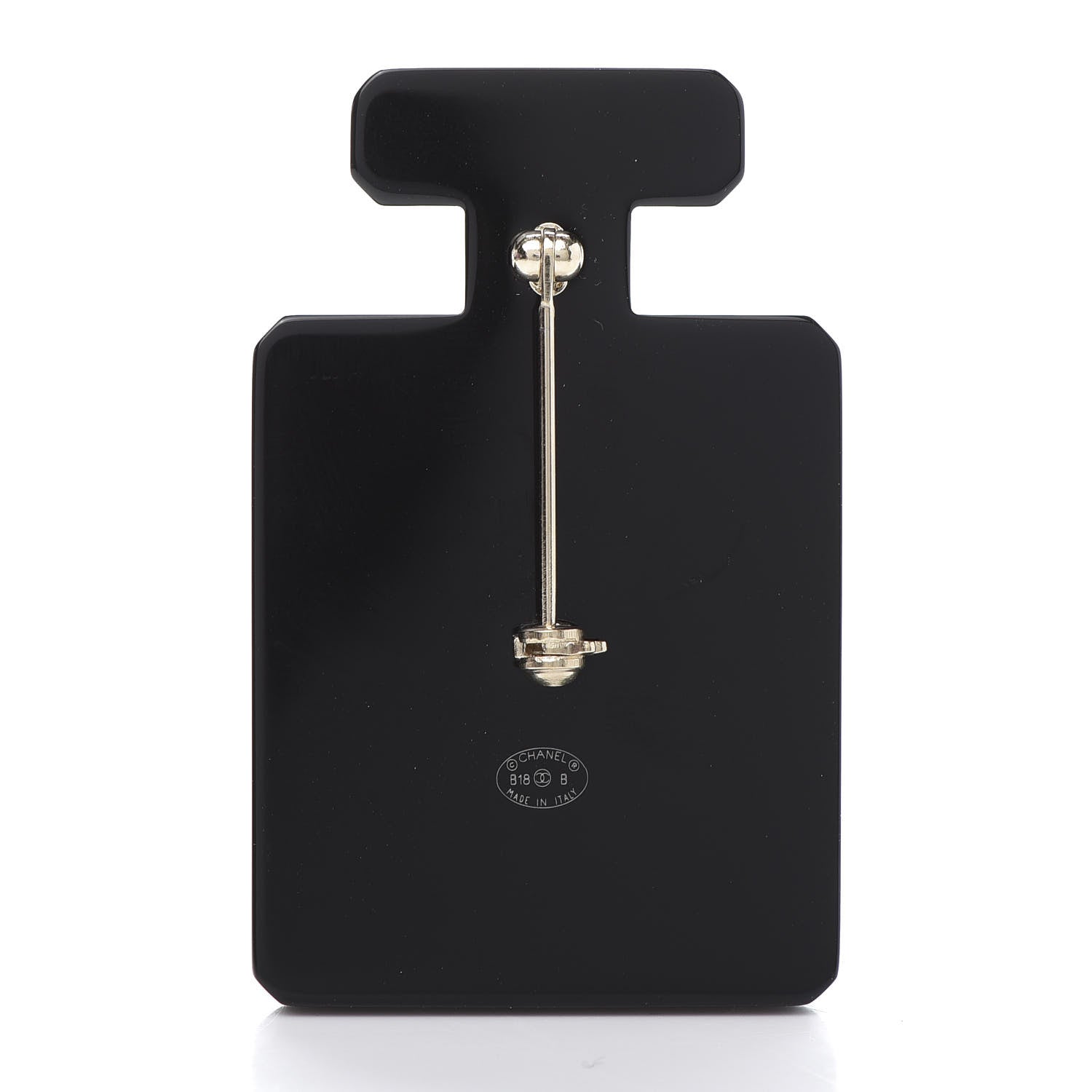 Chanel Resin Pearl Perfume Bottle CC Brooch Black Gold 3 of 5