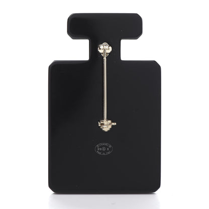 Chanel Resin Pearl Perfume Bottle CC Brooch Black Gold 3 of 5