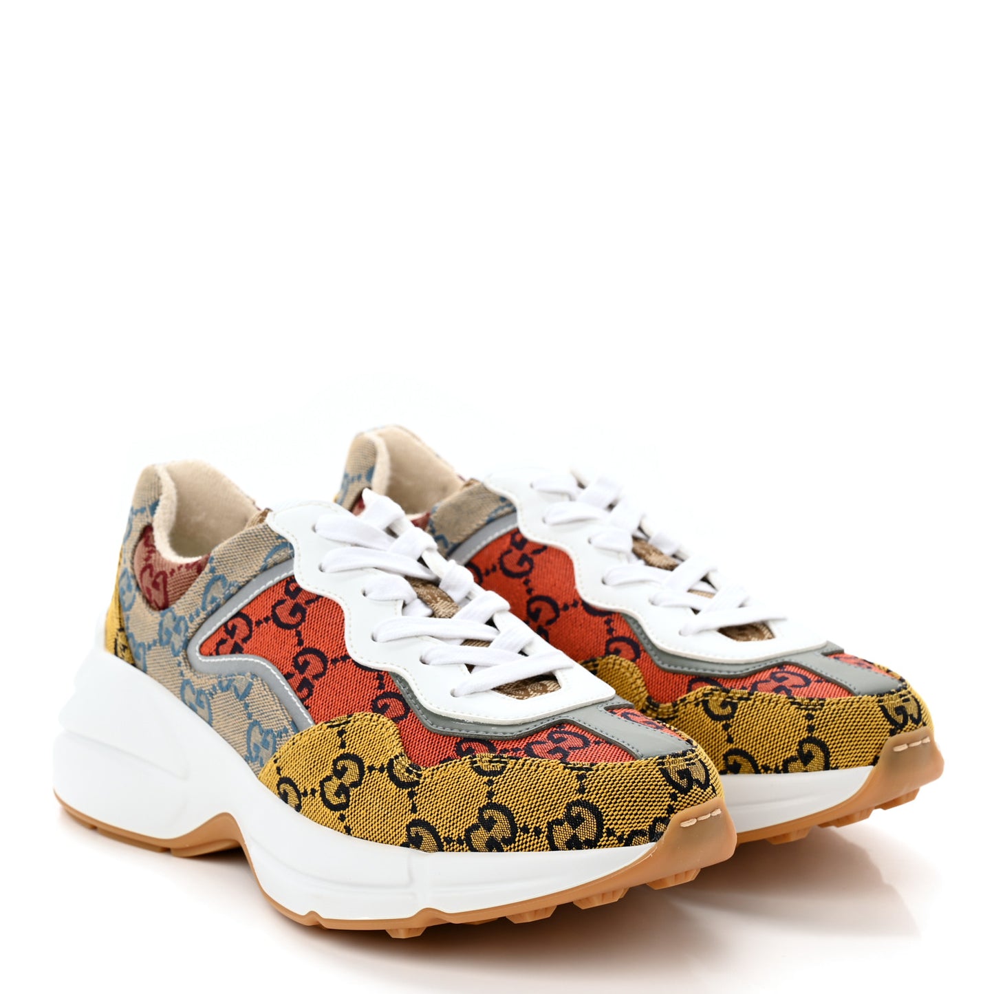 Monogram Multicolor Demetra Womens Rhyton Sneakers 36 Yellow Blue Great White Tabasco