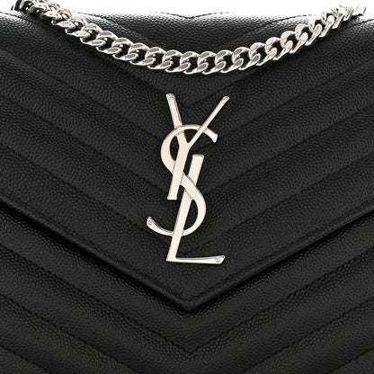 Saint Laurent Grain De Poudre Matelasse Chevron Monogram Chain Wallet Black 8 of 10