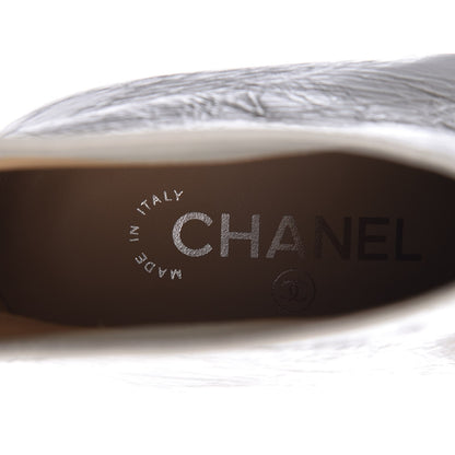 Chanel Crumpled Calfskin Satin Cap Toe Short Ankle Boots 36.5 White Black 7 of 9