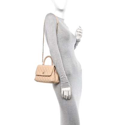 Chanel Caviar Lizard Embossed Quilted Mini Coco Handle Flap Beige 2 of 11