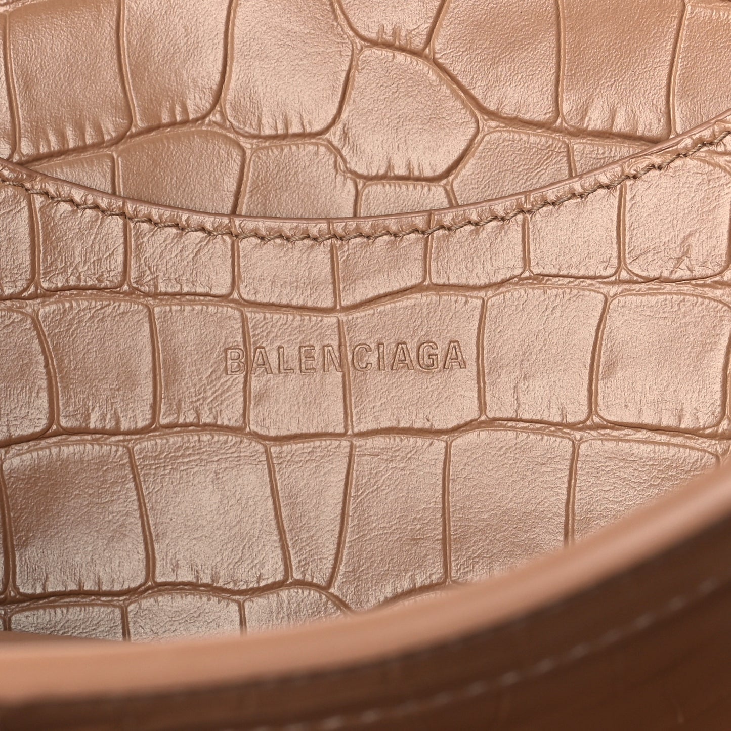 Extra Supple Calfskin Crocodile Embossed Neo Classic Gold Hardware S City Nude Beige
