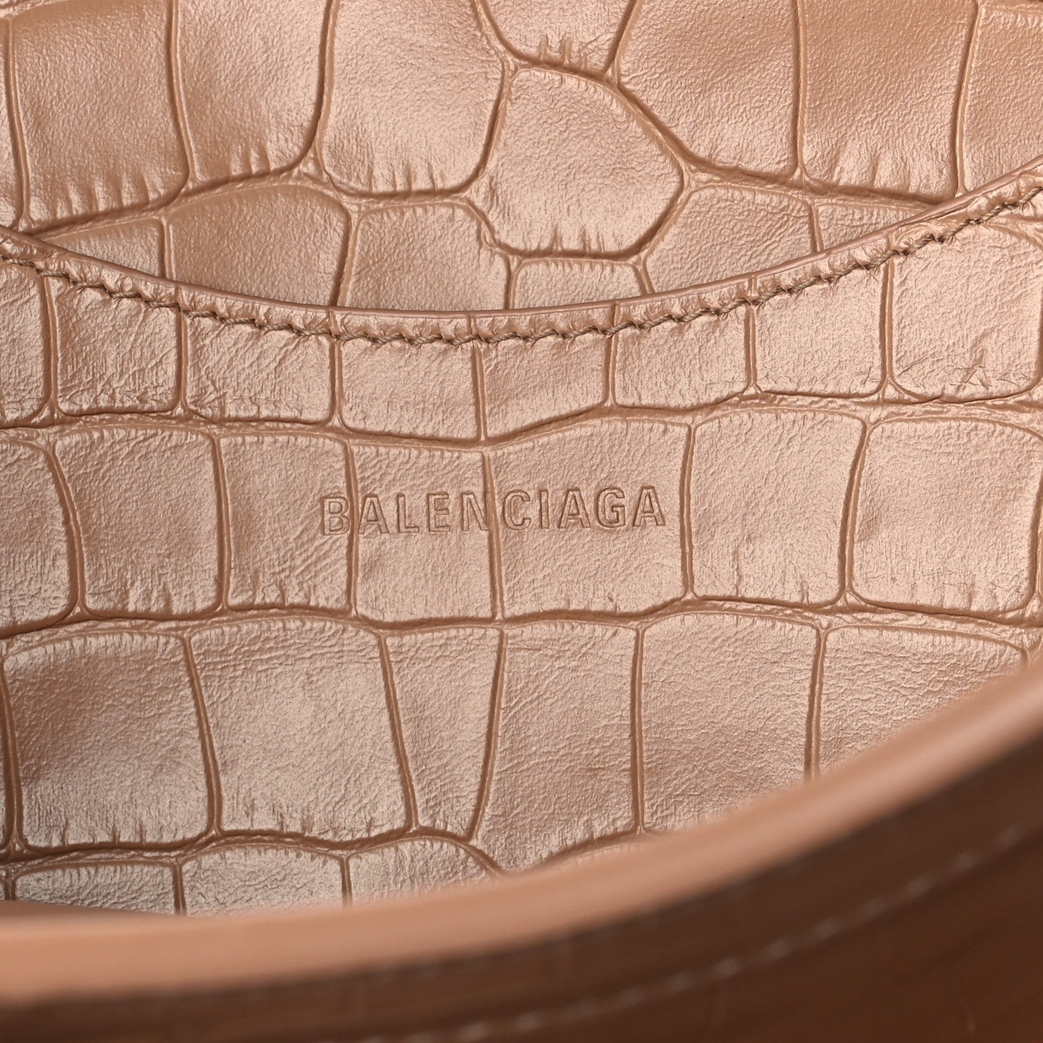 Balenciaga Extra Supple Calfskin Crocodile Embossed Neo Classic Gold Hardware S City Nude Beige 5 of 7