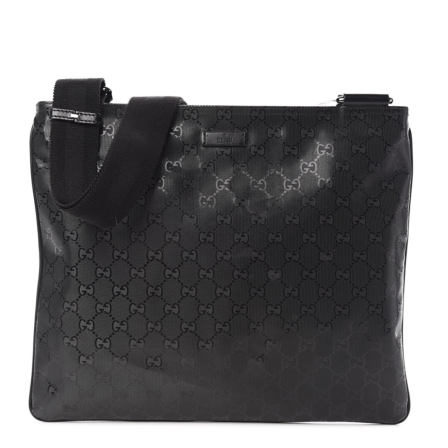 Gucci Imprime Monogram Medium Flat Messenger Bag Black 1 of 12