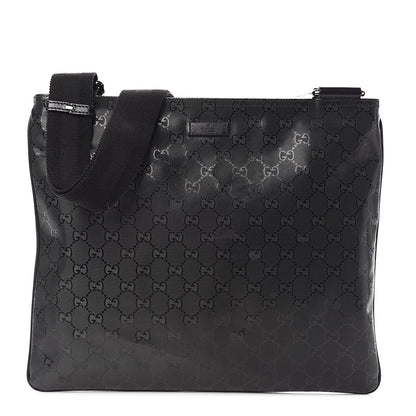 Gucci Imprime Monogram Medium Flat Messenger Bag Black 1 of 12