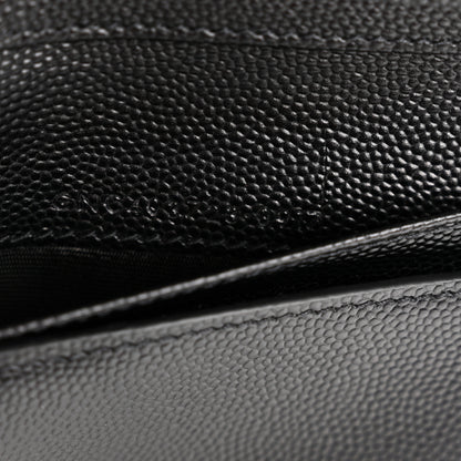 Saint Laurent Grain De Poudre Matelasse Chevron Monogram Compact Zip Around Wallet Black 7 of 11