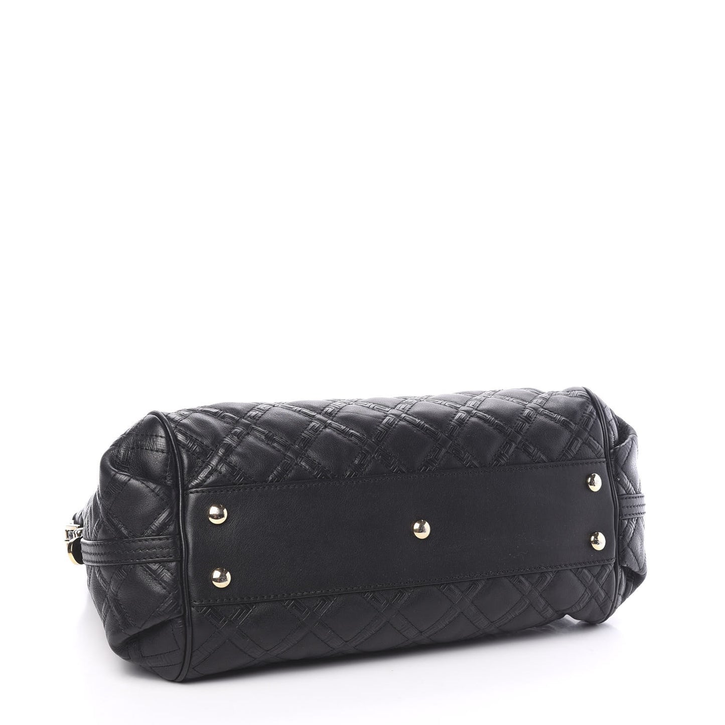 Calfskin Greca Argyle Embossed Medusa Hobo Black