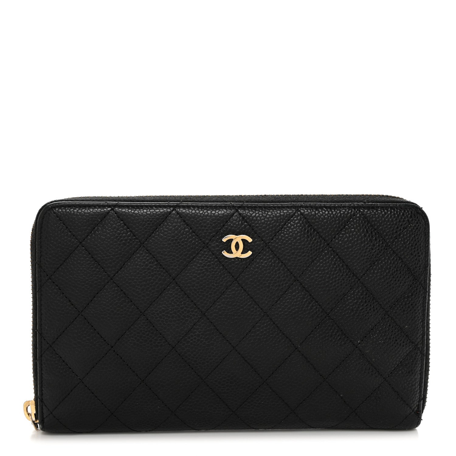 Chanel Caviar Quilted Large Zip Around Organizer Wallet Black 1 of 9